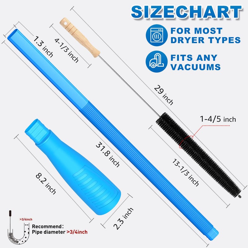 Sealegend 2 Pieces Dryer Vent Cleaner Kit and Flexible Dryer Lint Brush Vacuum Hose Attachment Power Lint Remover Refrigerator Coil Brush - Image 5